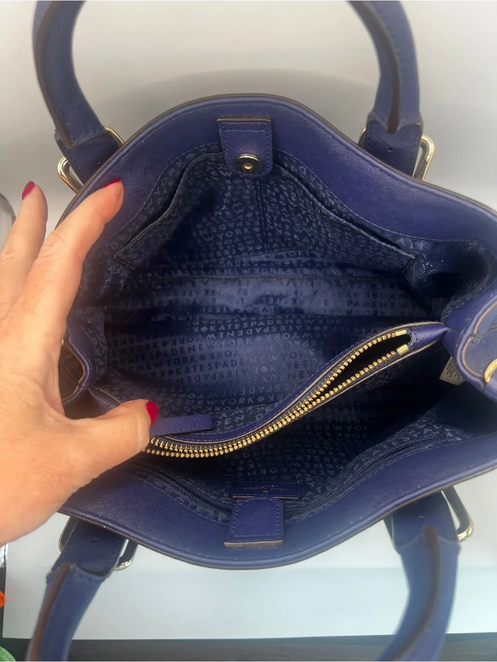 Kate Spade Cove Street Provence Blue Leather Satchel WKRU2790 Gold Hardware